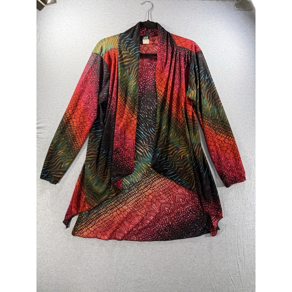 Jostar USA Women's Open Front Cardigan Jacket Size Small Colorful Abstract Print
